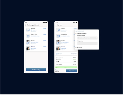 MedXpert Medical Consultation Mobile App - Review & Payment app design insurance med medical medical consultation medical insurance mobile app product design ui ux