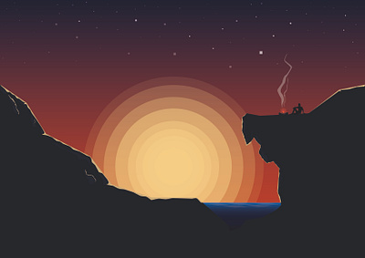 Sunset campfire graphic design illustration sunset vector