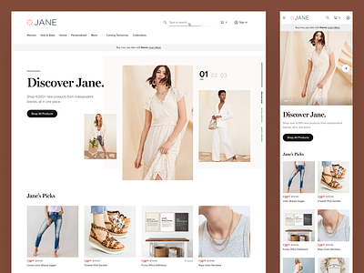 Jane Home - Responsive desktop ecommerce fashion home responsive web website