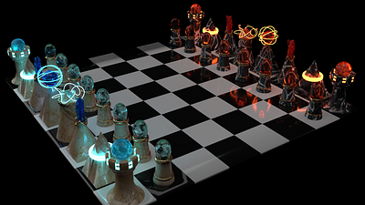 Chess 3d chess gold graphic design lights neon render