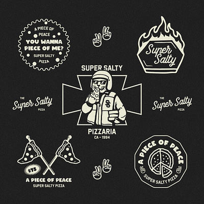 Super Salty Pizza art badge badges branding design graphic design illustration logo pizza vector