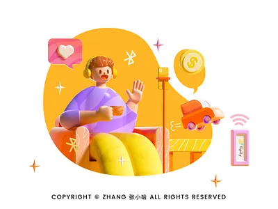 Web illustration - Live streaming 3d c4d design illustration live live streaming purple streaming web illustration yellow zhang 张小哈