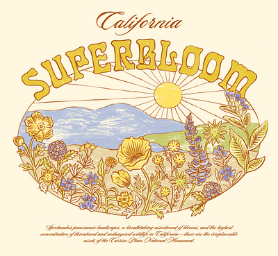 California Superbloom Graphic artist california graphic graphic design illustration outdoor retro screenprint t shirt vintage wildflowers