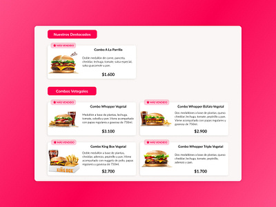 Rediseño Cards PeYa alimento burger king comida design diseño food hamburger interfaz de usuario pedidosya peya redesign rediseño ui ui design ui redesign user interface web web design web redesign