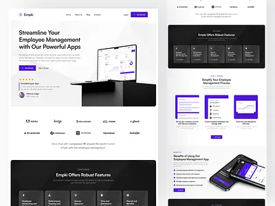 Empki - SaaS Landing Page 💻 admin analytics chart dashboard design graph hr hr management human resource landing page management minimal saas saas landing page ui ux web