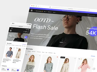 OOTD - E~Commerce UI KIT clothing e commerce e commerce web e commerce website ecommerce fashion landing landing page online shopping shopping shopping app ui kit wear