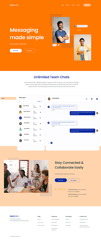 Teamtalks Landing Page - UI Design app design ui ux