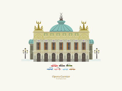 Opera Garnier architecture art building cars city design digital art draw france illustration illustrator opera operagarnier palace paris retro vector vintage