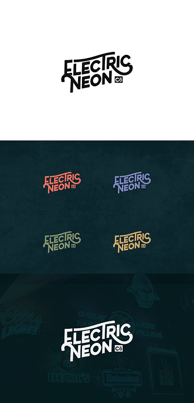 Electric Neon Logo Branding black and white branding classic style custom design lettering logo logotype neon neon artist retro sign typography wordmark