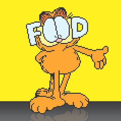 Garfield, hungry for FOOD design digitalart fanart food garfield illustration illustrator pixel pixelart pixelated