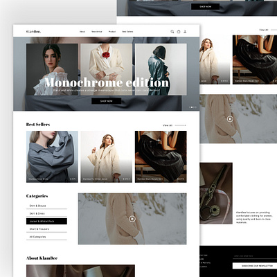 Klambee-Landing Page Website apparel chloting clean clothes clothing company elegant fashion fashion brand fashion store fashion web minimalist outfit simple street fashion street style style style fashion ui uiux web design