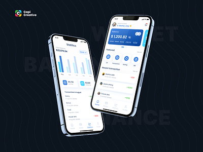 Finance Banking - Mobile App UI Concept app bank banking bitcoin blockchain capi creative dashboard design feature finance fintech graphic design mobile money payment statitics transaction ui