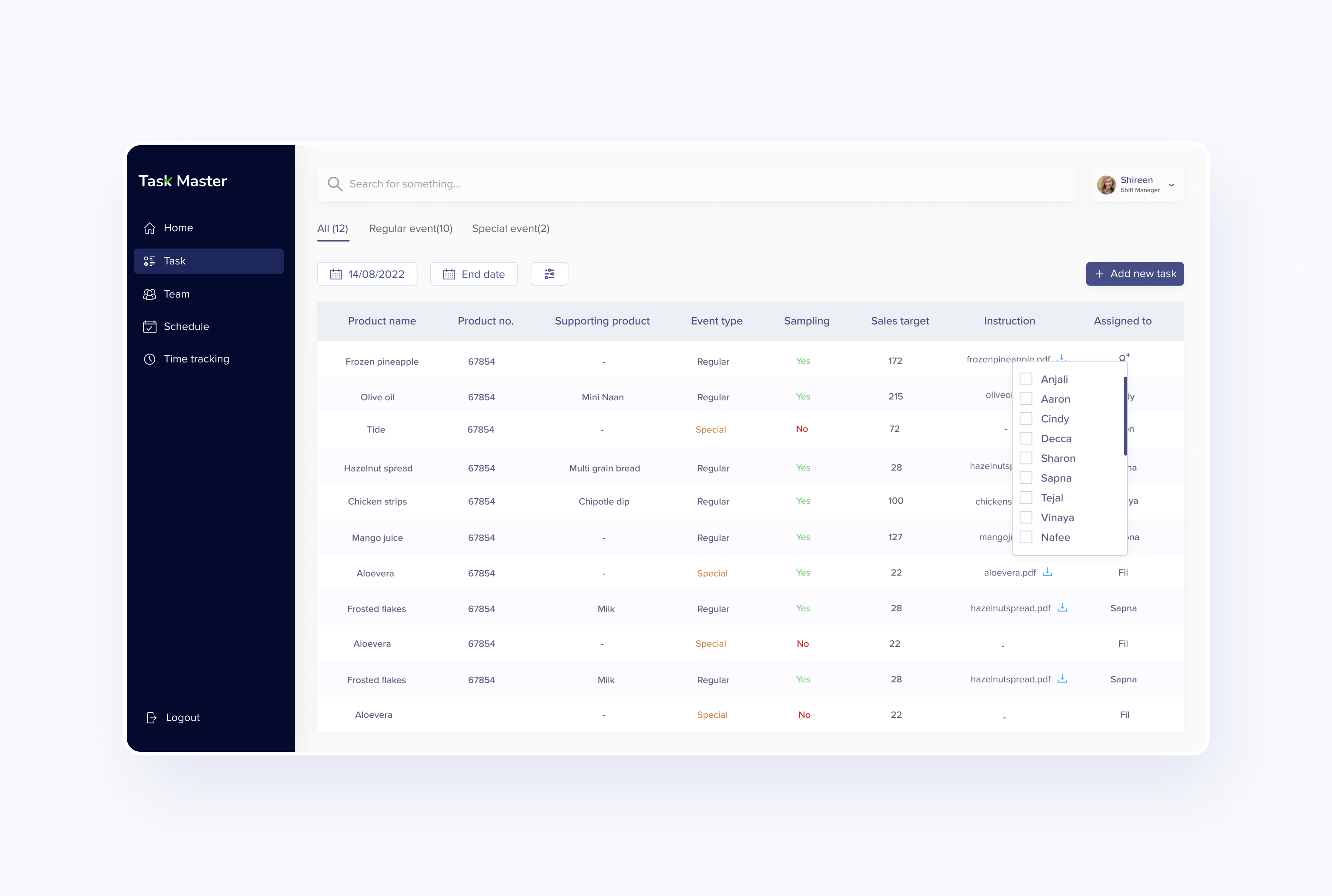 TaskMaster Staff Management Web App - Task / Assign Task by Shireen ...