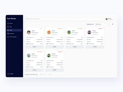 TaskMaster Staff Management Web Application - Employees/Team department design employees product design task task manager team ui uiux ux web web app