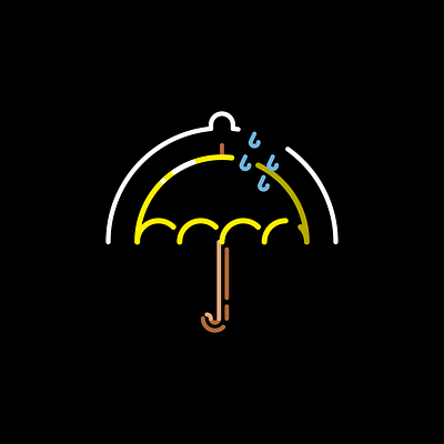 Rainy day art design emoji emot graphic illustration illustrator lights logo neon rain symbol umbrella