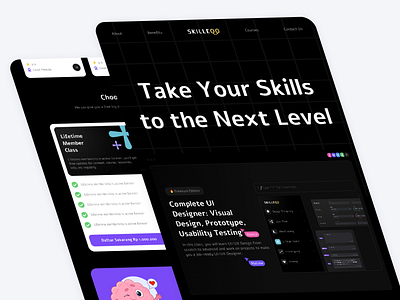 Skilleoo - Online Course Landing Page clean course course online course website dark dark mode e learning education education website edutech homepage landing page mentoring study ui uiux