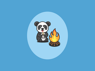 Cute panda is sitting relaxed animal app branding cartoon character cute design graphic design icon illustration logo panda typography ui ux vector