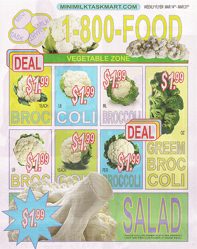 brocauli 2d abstract branding broccoli cauliflower cute design farm flat flyer fresh fun graphic design green grocery illustration logo poster vector vegetable