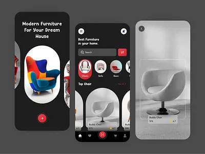 Furniture Store Mobile App chair e commerce e commerce design ecommerce shop efatuix eftiar furniture furniture app furniture store interior ios kitty uix mobile mobile app mobile app design mobile ui shop sofa ui ux