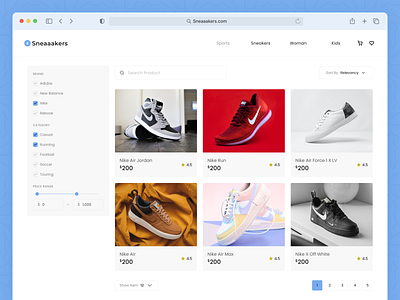 Sneaaakers - Ecommerce Item List Exploration browse category ecommerce item shoes sneakers ui ux