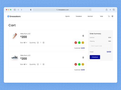 Sneaaakers Ecommerce Cart Exploration cart ecommerce shoes sneakers ui ux website