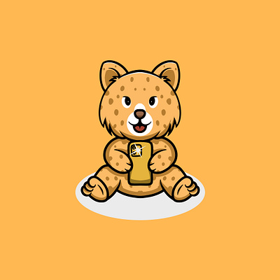 Cute Leopard Selfie Cartoon Illustration animal character design graphic design icon illustration ui