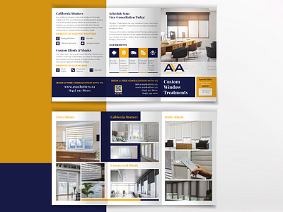 Custom Window Treatment Company Tri-Fold Brochure Design 3d animation bi fold brochure branding brochure brochure design corporate design custom window design flyer flyer design graphic design logo motion graphics tri fold tri fold brochure ui window repair window repair company window treatment