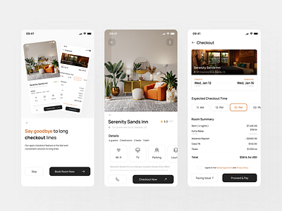 Room Checkout Feature Design button checkout classic feature hotel housing minimal modern orange ui