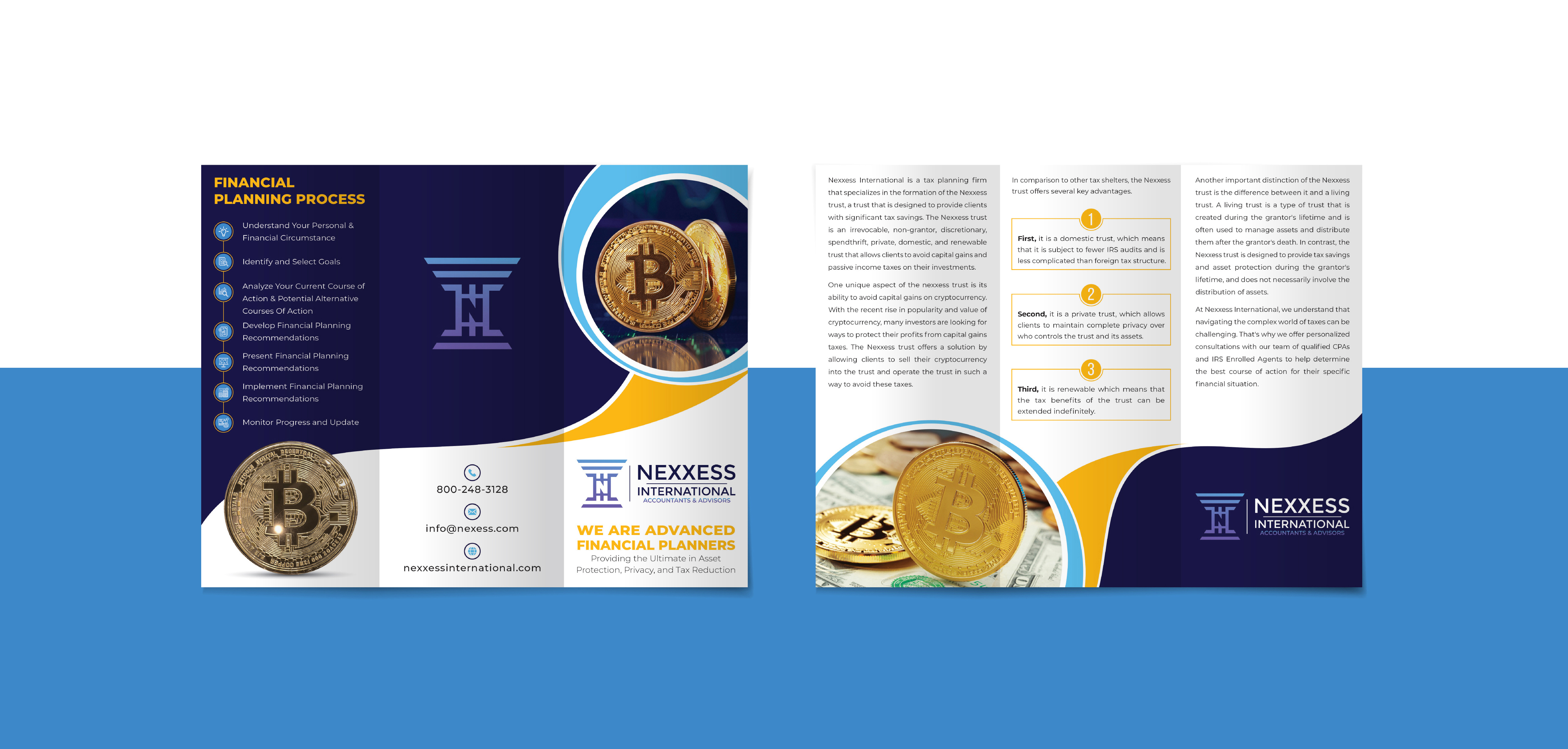 Cryptocurrency Company Tri-Fold Brochure Design 3d animation bi fold brochure bitcoin branding brochure brochure design corporate design crypto crypto company cryptocurrency design finance financial flyer flyer design graphic design logo motion graphics tri fold brochure