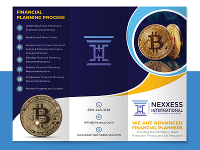 Cryptocurrency Company Tri-Fold Brochure Design 3d animation bi fold brochure bitcoin branding brochure brochure design corporate design crypto crypto company cryptocurrency design finance financial flyer flyer design graphic design logo motion graphics tri fold brochure