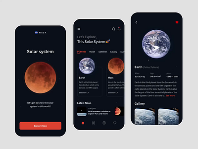 Stargazing App - Mobile Animation animation design earth exploration interaction mars planet principle prototype solar system stargazing uidesign uiux uxdesign