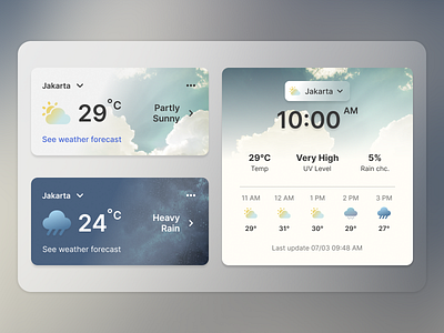 Weather Desktop Widgets app app widgets card clean clock compact desktop schedule ui ux weather widgets