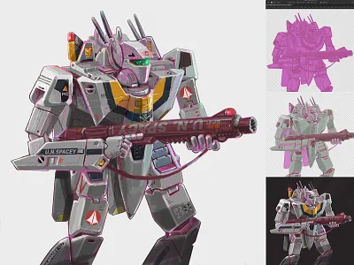 Macross VF-1S Valkyrie [digital painting] android anime battletech character character design concept art digital art digital painting editorial illustration game development illustration macross march of robots mecha pakowacz photoshop robot valkirie