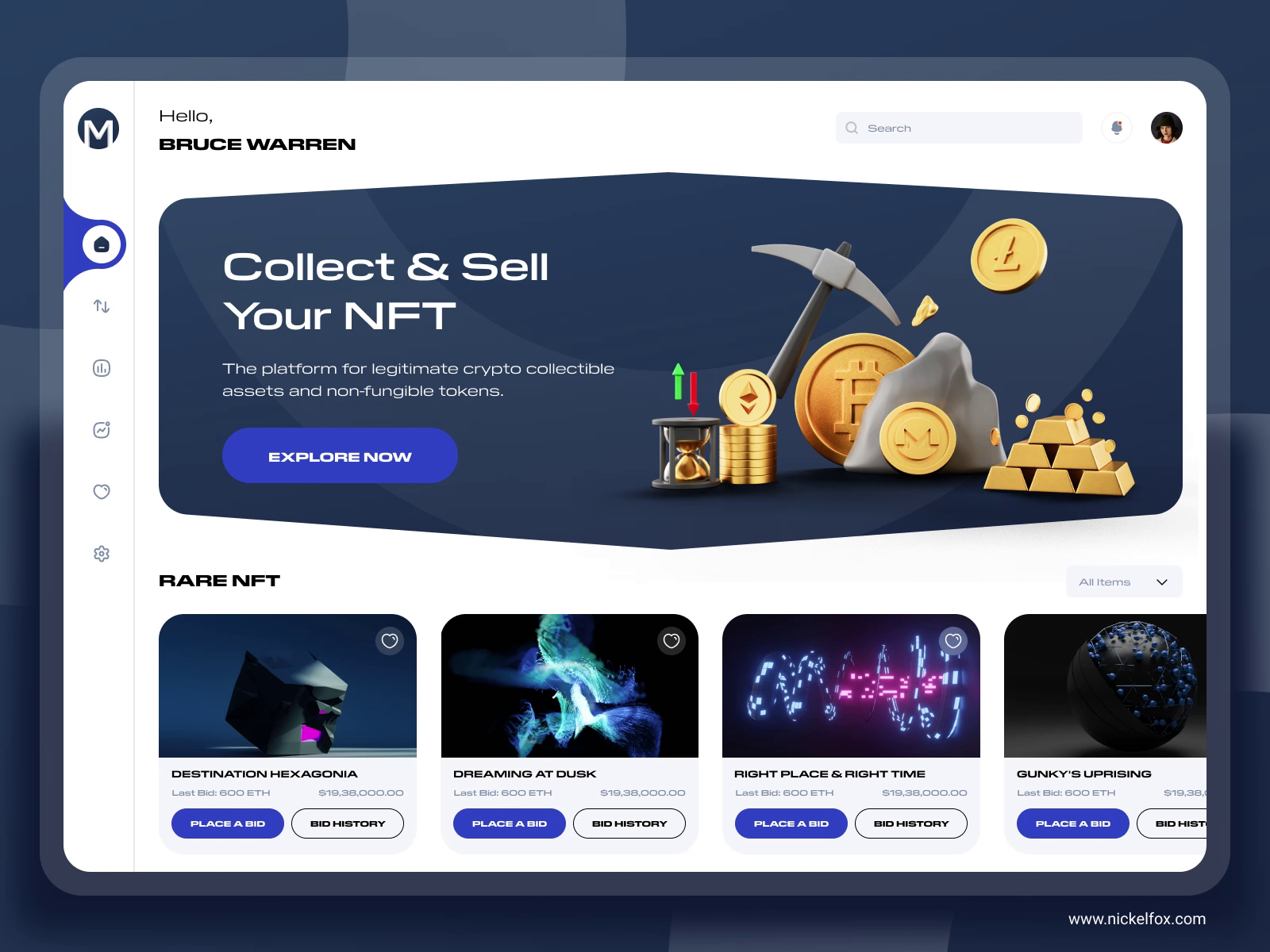 Example of NFT Marketplace Dashboard Design🔥