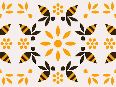 BEE PATTERN bee branding design flower graphic design honey identity illustration logo pattern vector