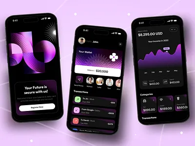 Finance Mobile App app app design application bank app banking banking app design finance finance app financial financial app fintech minimal ui mobile mobile app mobile ui modern ui transaction web3 web3 app