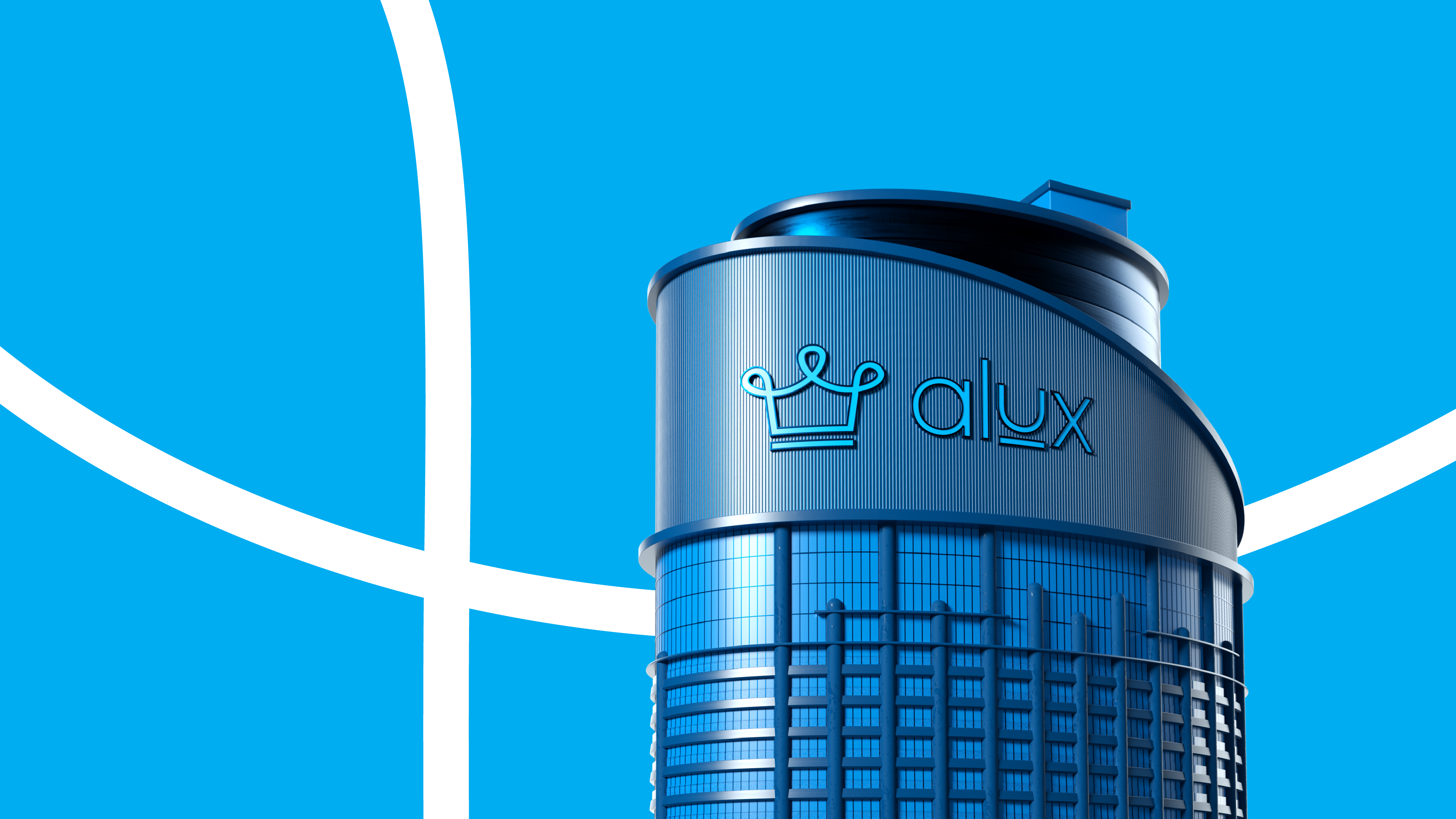 Alux - Building 3d alan jacob george alux art brand identity branding building cinema 4d clean crown design graphic design illustration logo logotype minimal octane render symbol visualization