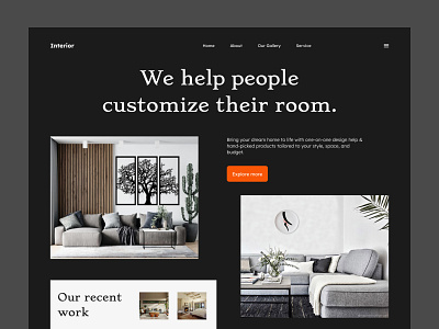 Interior design website hero decor decoration header hero home house interior luxury minimal office room simple ux ui webpage website