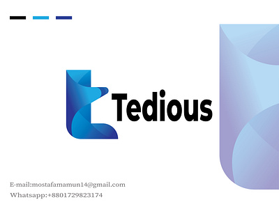 Tedious T 3d modern latter stock gradient logo mark business logo design logo graphic design latter logo logo design logo maker modern logo mogogram logo monogram logo personal logo