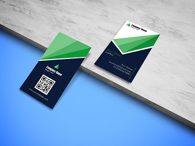 Green & Nevy Blue Vertical Business Card branding business card design graphic design illustration vector