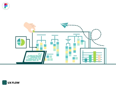 UX Flow 3.0 Free Flowchart Kit for Figma flow flow chart flowchart free freebie graphic graphic design gumroad illustration kit sitemap sticky note ux ux process