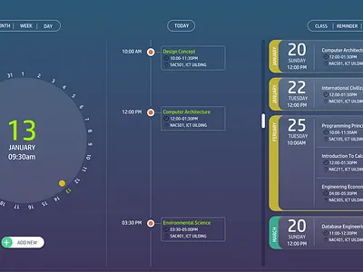 Student Schedule App Interface design ux