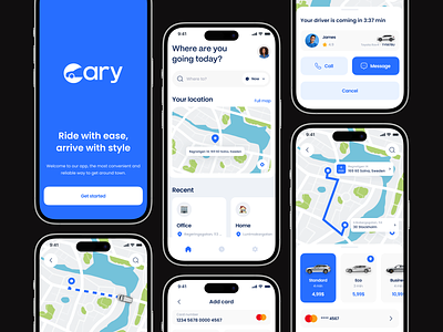 Cary - booking taxi app 🚕 application booking cars design dynamic island fireart fireart studio mobile mobile app ride taxi ui ui design user experience user interface ux vehicle