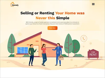 Real-estate Website Landing page desktop design latest design latest ui design light theme orange theme radial code radialcode radialcode real estate real estate landing page real estate ui design ui design uiux design web design website design