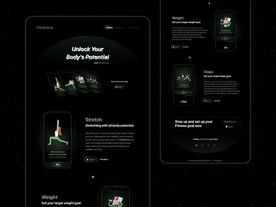 FlexForce - Fitness app website android app app design figma fitness fitness app gym health app illustration ios app iosappdesign logo prototyping ui uiux ux web design website wireframing yoga