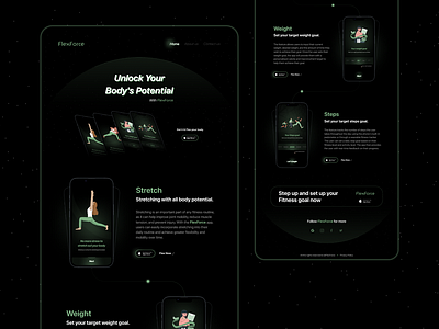 FlexForce - Fitness app website android app app design figma fitness fitness app gym health app illustration ios app iosappdesign logo prototyping ui uiux ux web design website wireframing yoga