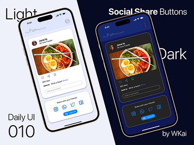 Daily UI :: 010. Social Share Buttons. app dailyui social media ui