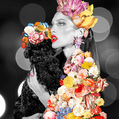 Floral Muse Collection with Angelina (@angelinapirts) artist branding collage design designer digitalcollage fashion fashionmodel flowerart photomanupulation