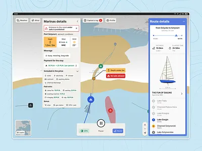 Sailing Advisor 02FTV boating charts exploration flat design gps marine mobile app design modern design nautical navigation responsive design route planning sailing tablet app design travel ui user interface weather wind yacht