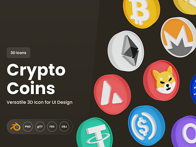 3D Crypto Coin Icon Pack 3d 3d icons crypto coins cryptocurrency illustrations